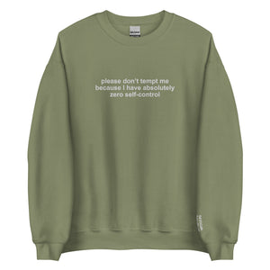 Please-Don't-Tempt-Me--Because-I-Have-Absolutely-Zero-Self-Control-Green-Sweatshirt